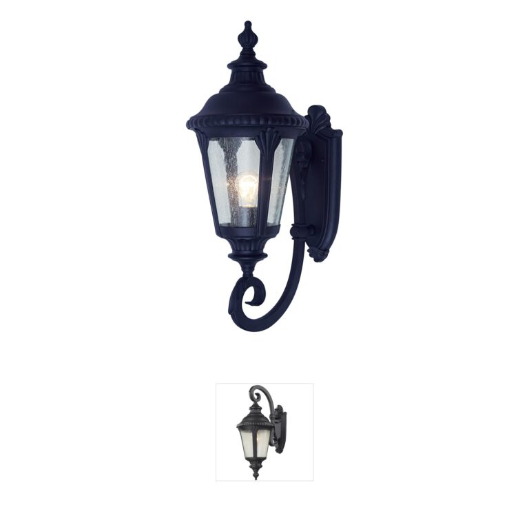 Trans Globe Lighting Commons Black Outdoor Wall Lantern with Seeded Glass