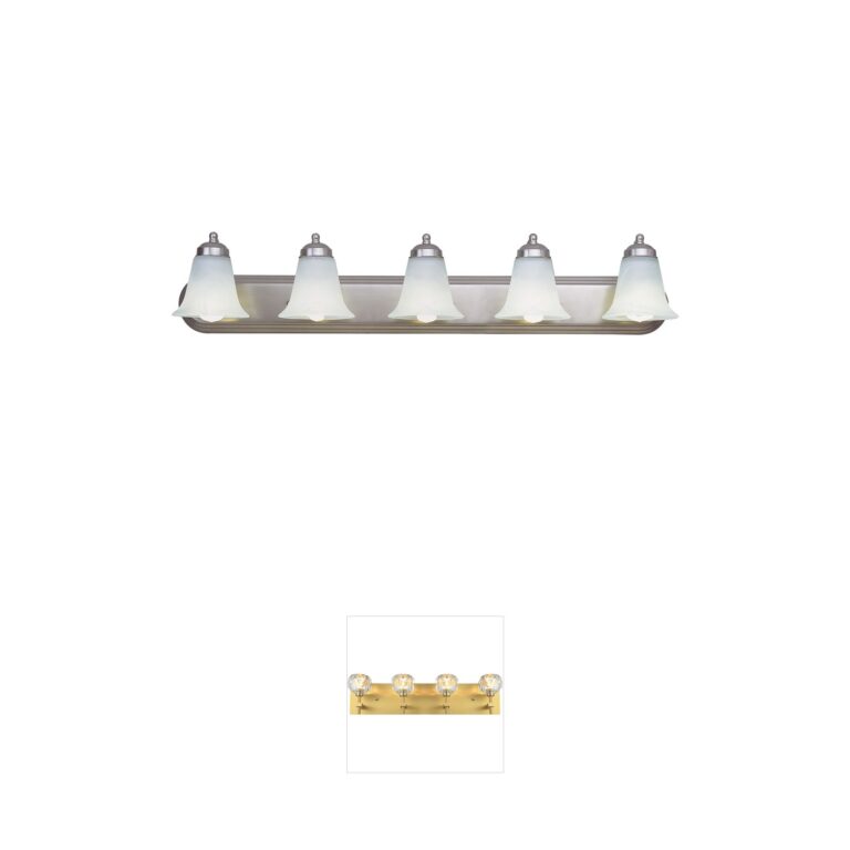 Trans Globe Lighting Rusty 38-Inch 5-Light Brushed Nickel Vanity Bar with Marbleized Glass