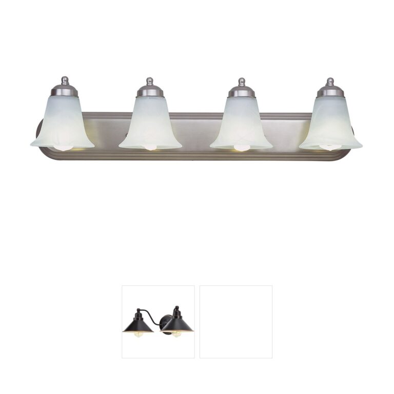 Trans Globe Lighting Rusty 30-Inch 4-Light Brushed Nickel Vanity Bar with Marbleized Glass