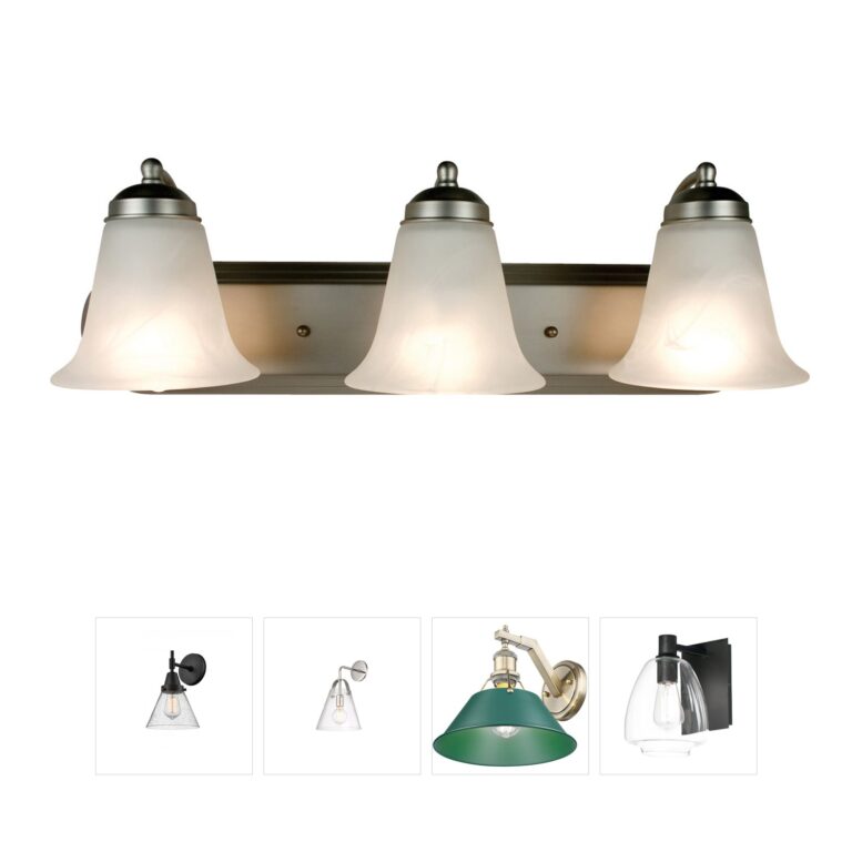 Trans Globe Lighting Rusty 24-Inch 3-Light Brushed Nickel Vanity Bar with Marbleized Glass