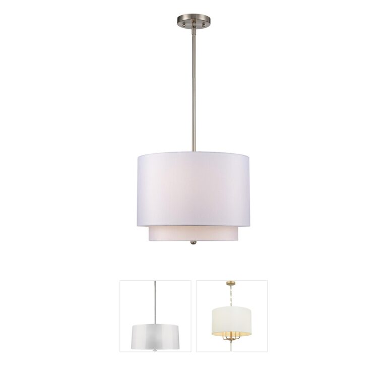 Trans Globe Lighting Schiffer 15-Inch Ivory Fabric Double Shade Pendant