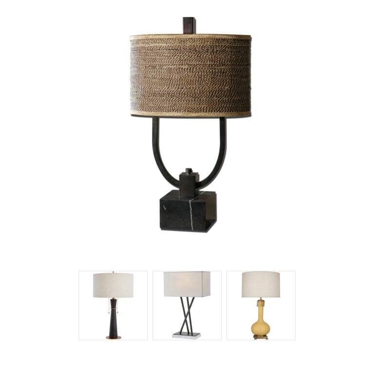 Uttermost Stabina Rustic Bronze Table Lamp with Marble Base