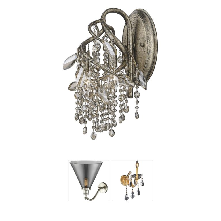 Golden Lighting Autumn Twilight 2-Light Mystic Gold Wall Sconce with Amber Crystal