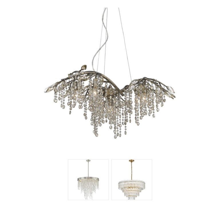 Golden Lighting Autumn Twilight 6-Light Mystic Gold Chandelier with Amber Tinted Crystals