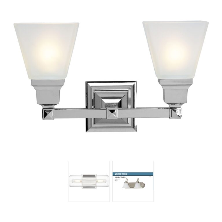 Livex Lighting Mission 2-Light Polished Chrome Vanity with Satin Glass