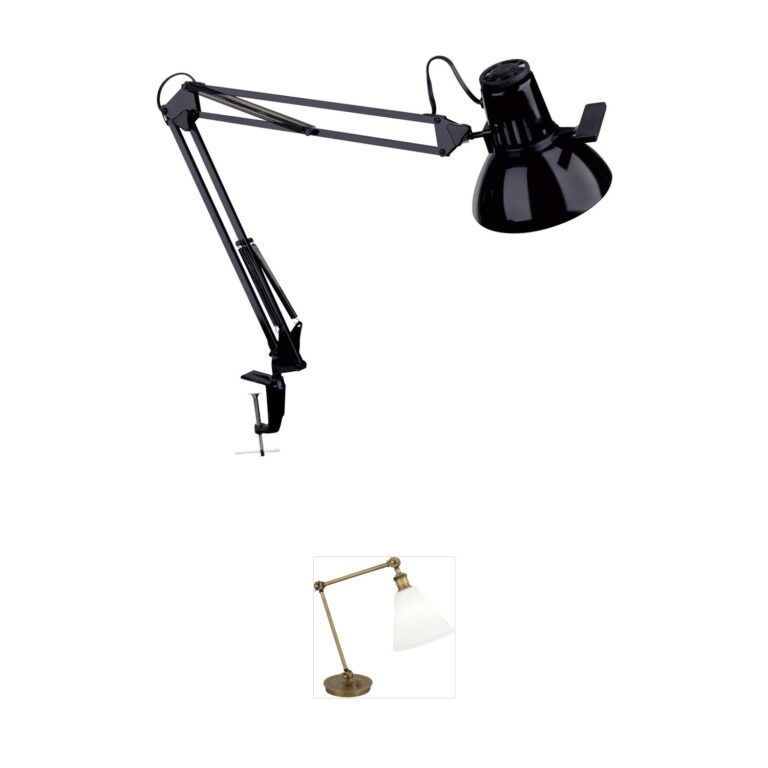 Dainolite Modern Gloss Black 36-Inch Adjustable Desk Clamp Lamp