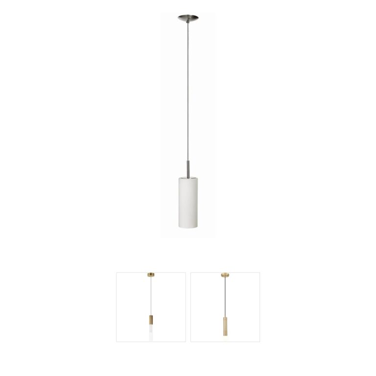 Dainolite Paza Cylinder Pendant - Satin Chrome & White Glass