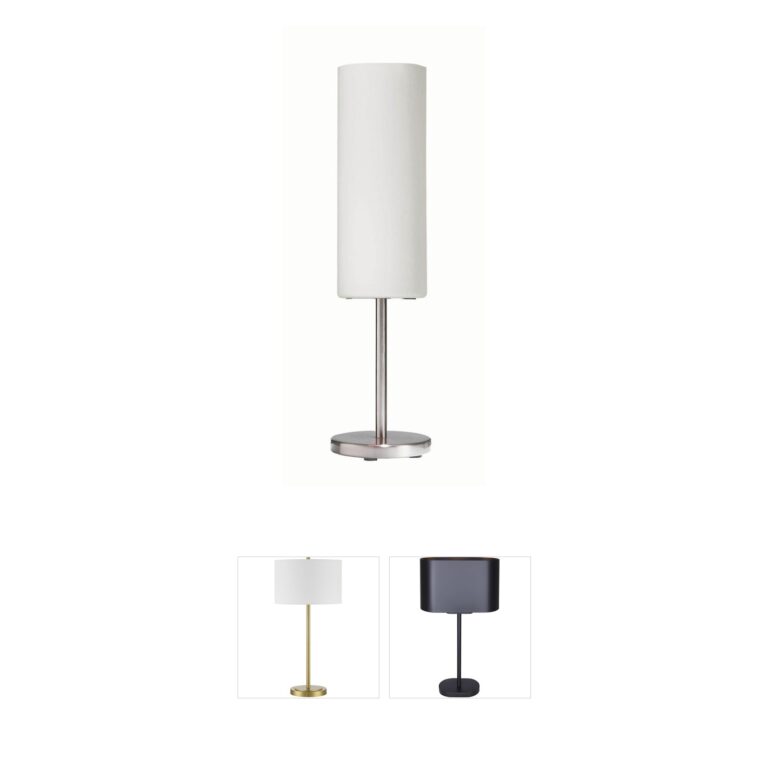 Dainolite Paza 18-Inch Satin Chrome and Frosted Glass Table Lamp
