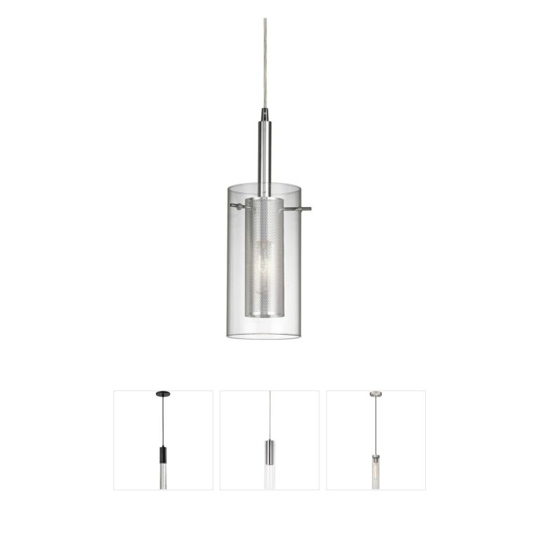 Dainolite Percy Polished Chrome & Glass Pendant