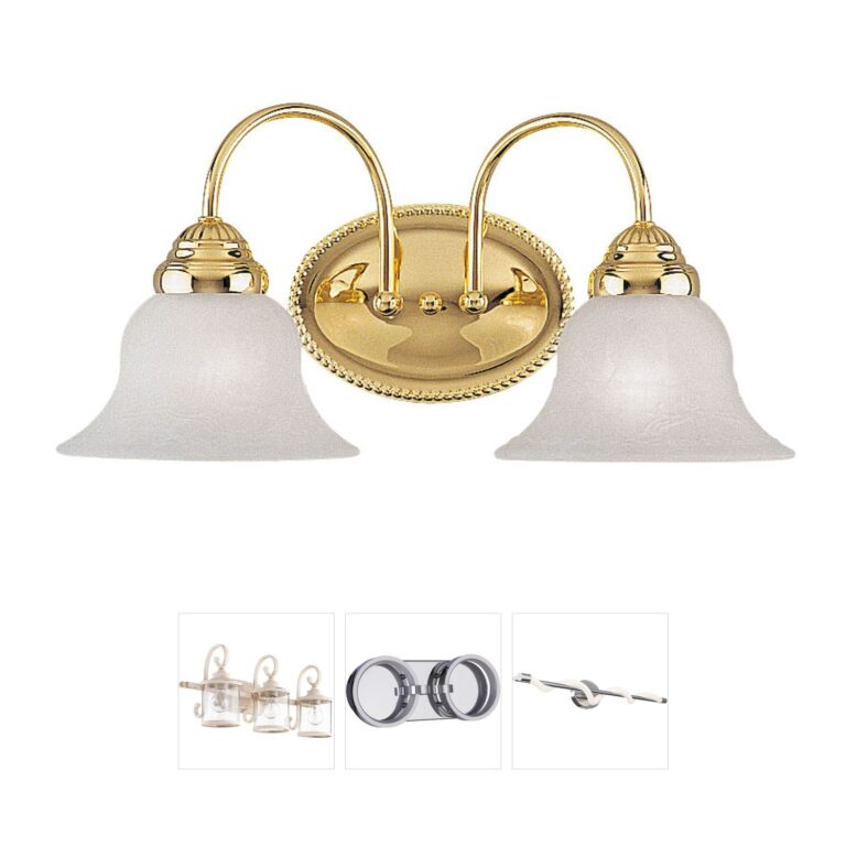 Livex Lighting Edgemont 2-Light Polished Brass Vanity with White Alabaster Glass