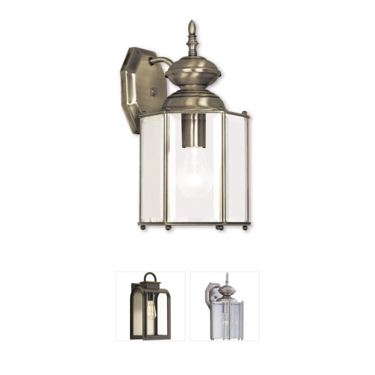 Livex Lighting Outdoor Basics Solid Brass Wall Lantern with Clear Beveled Glass