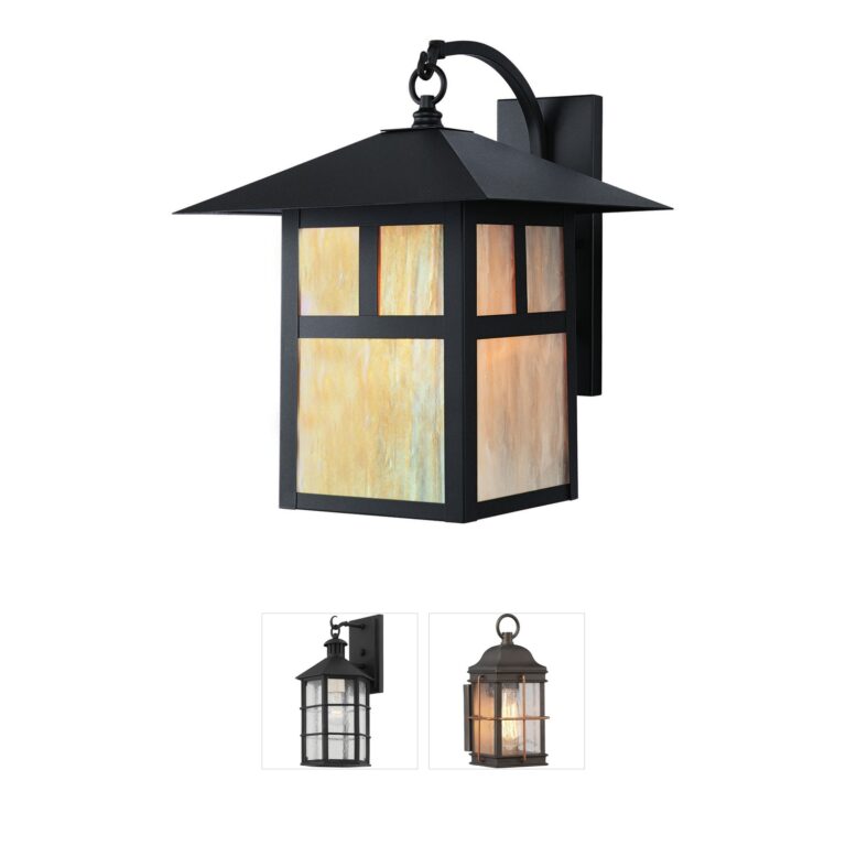 Livex Lighting Montclair Mission Bronze Outdoor Wall Lantern with Tiffany Glass