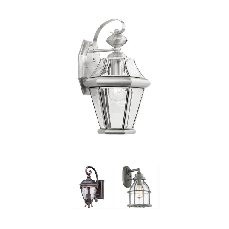 Livex Lighting Georgetown Solid Brass Outdoor Wall Lantern in Brushed Nickel