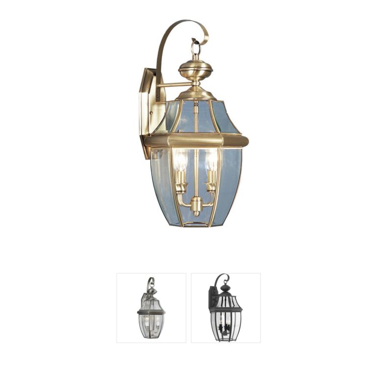 Livex Lighting Monterey Antique Brass Solid Brass Outdoor Wall Lantern