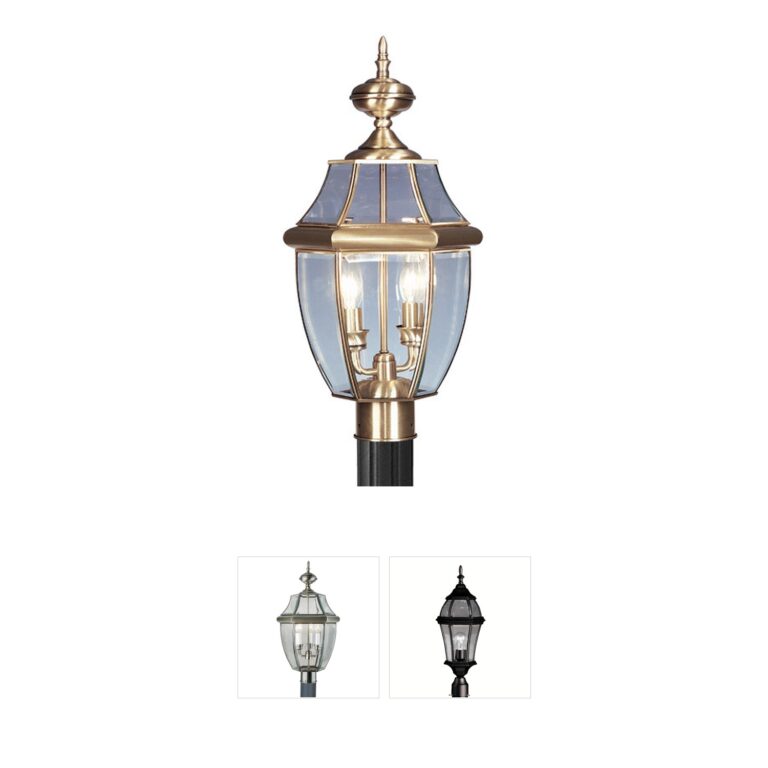 Livex Lighting Monterey Hand Crafted Solid Brass Outdoor Post Top Lantern