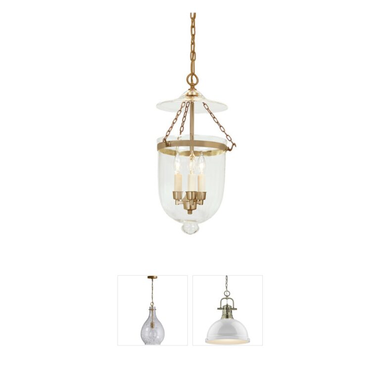 JVI Designs Hundi Rubbed Brass Bell Jar Pendant