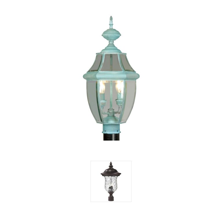 Livex Lighting Monterey Verdigris Solid Brass Post Lantern