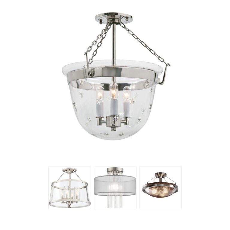JVI Designs Mclean Polished Nickel & Glass Semi-Flush Mount
