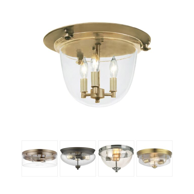 JVI Designs Mclean Rubbed Brass & Glass Flush Mount