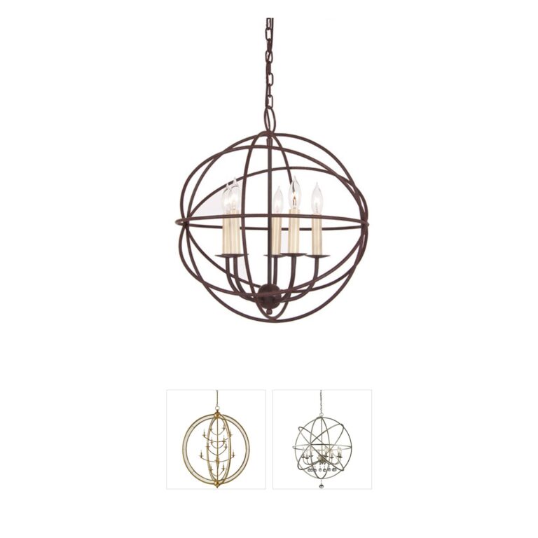 JVI Designs Globe Rust Finish 5-Light Chandelier