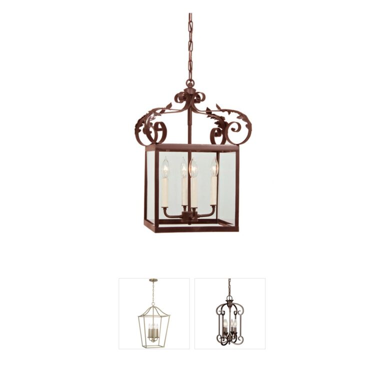 JVI Designs Scroll Rust Finish Glass Foyer Pendant