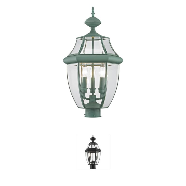 Livex Lighting Monterey Verdigris Solid Brass Outdoor Post Light