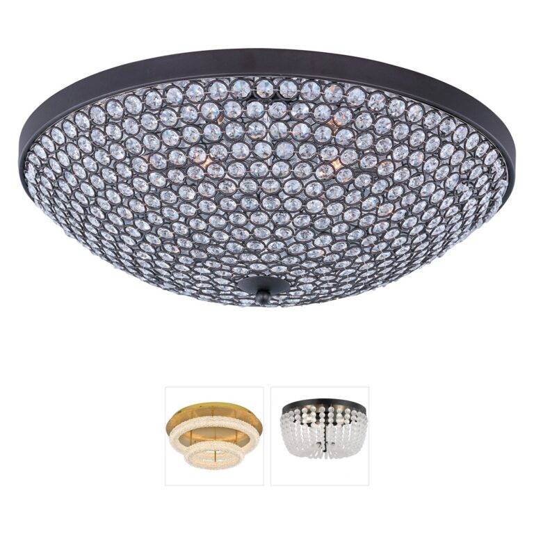 Maxim Lighting Glimmer Collection Bronze & Crystal Flush Mount