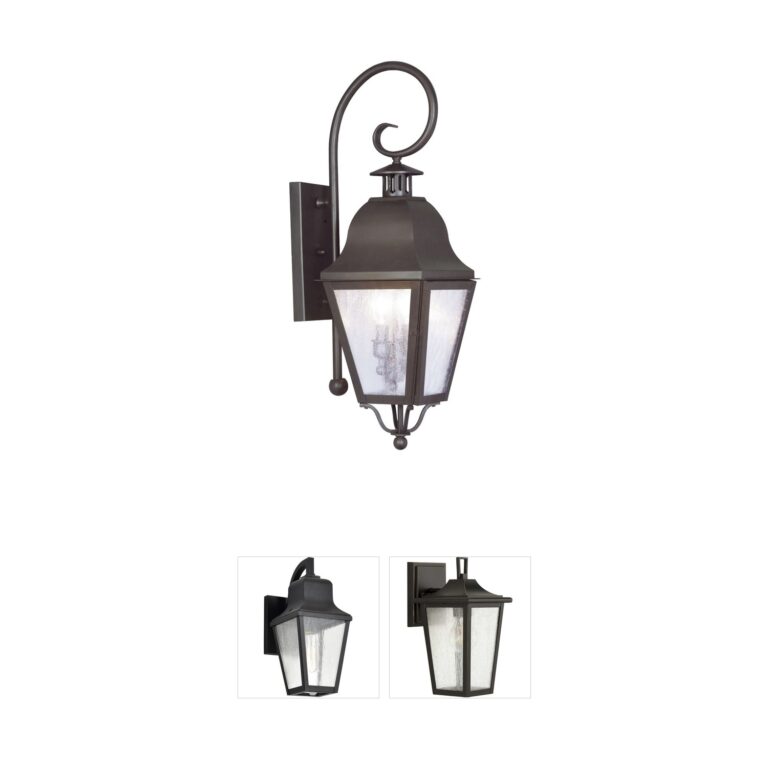 Livex Lighting Amwell Hand-Crafted Solid Brass Outdoor Wall Lantern