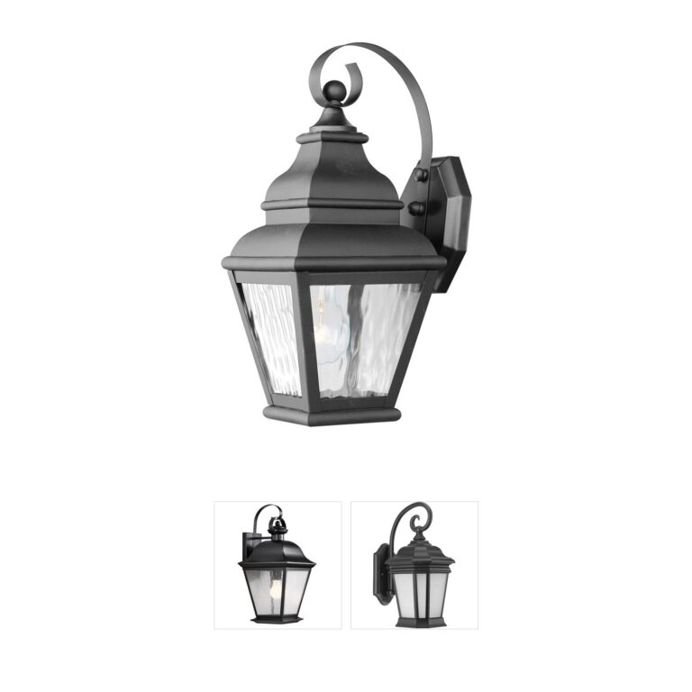 Livex Lighting Exeter Collection Black Solid Brass Outdoor Wall Lantern