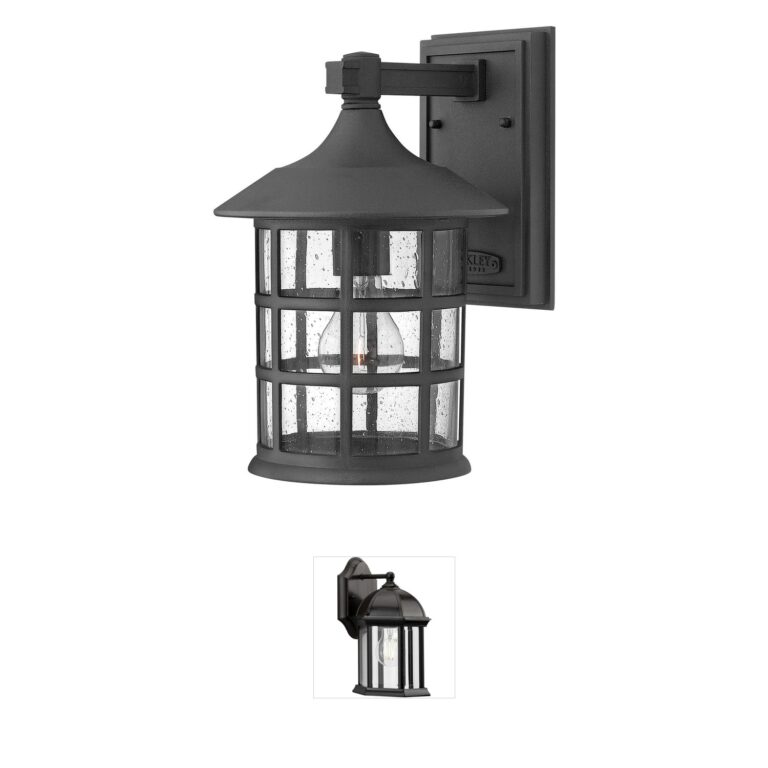 Hinkley Freeport Black Aluminum Outdoor Wall Lantern with Clear Seedy Glass