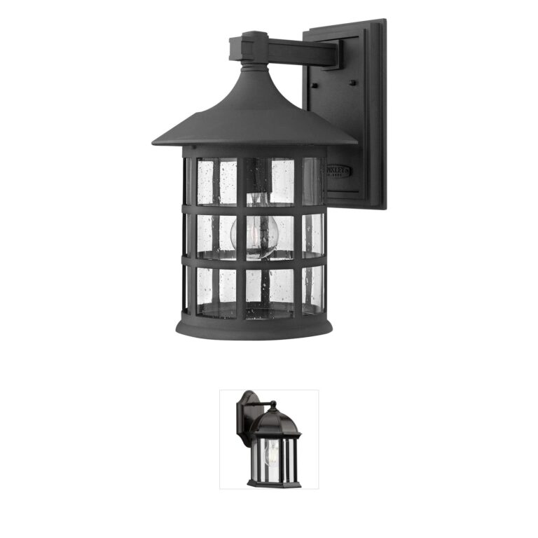 Hinkley Freeport Black Aluminum Outdoor Wall Lantern with Clear Seedy Glass
