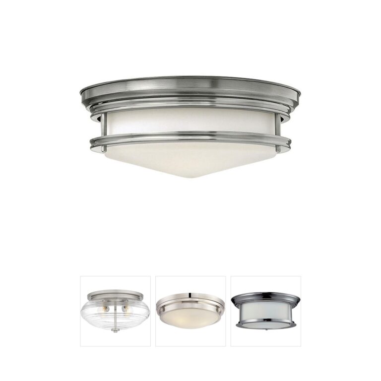Hinkley Hadley Antique Nickel and Etched Opal Steel Flush Mount