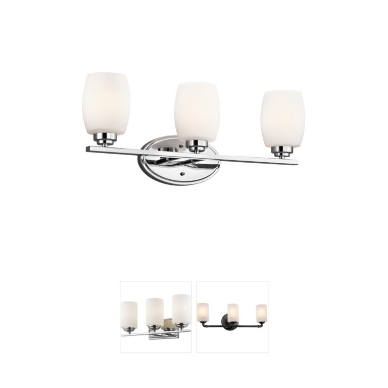 Kichler Eileen 24 Inch 3-Light Chrome Vanity with Satin Etched Cased Opal Glass