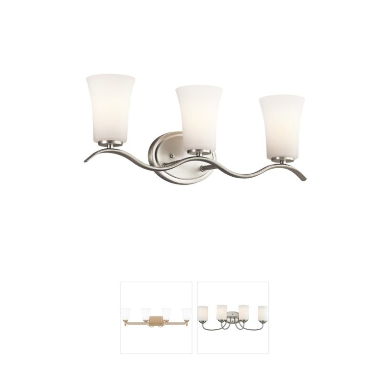 Kichler Armida Brushed Nickel Steel 3-Light Vanity Light with Satin Etched Glass