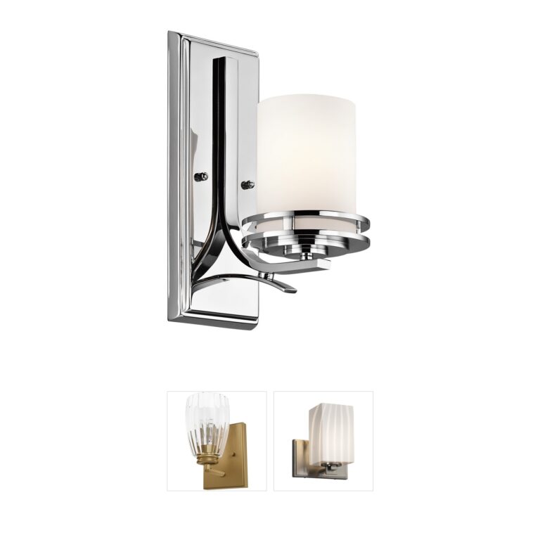 Kichler Hendrik 1-Light Chrome Wall Sconce with Satin Etched Cased Opal Glass
