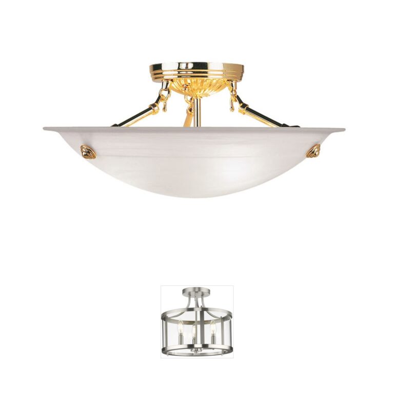 Livex Lighting Oasis Polished Brass Semi-Flush Mount