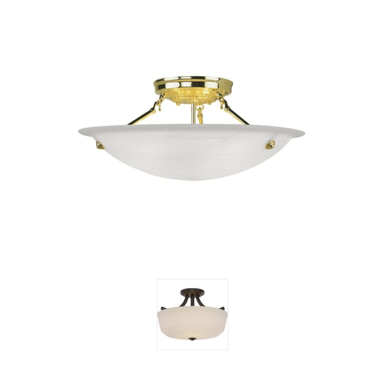 Livex Lighting Oasis Polished Brass Semi-Flush Mount