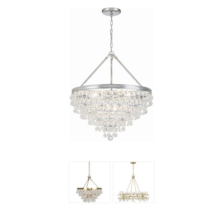 Crystorama Calypso 8-Light Polished Chrome and Glass Drop Chandelier