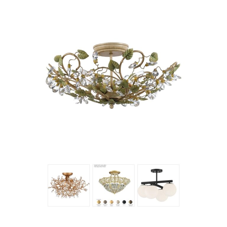 Crystorama Josie Hand Cut Crystal Semi Flush Mount in Champagne Green Tea