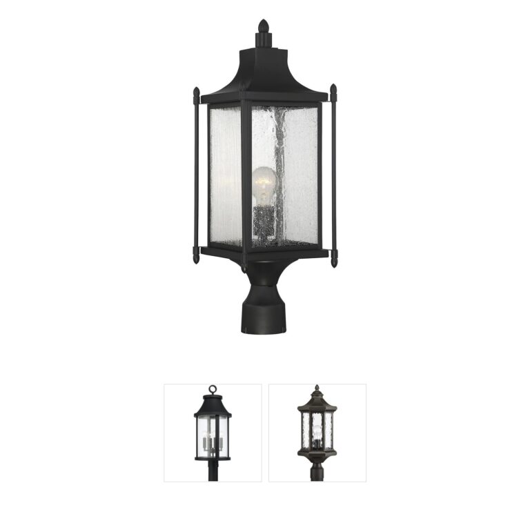 Savoy House Dunnmore Black 1-Light Outdoor Post Lantern with Clear Seeded Glass
