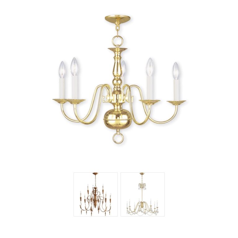 Livex Lighting Williamsburgh 5-Light Polished Brass Steel Chandelier