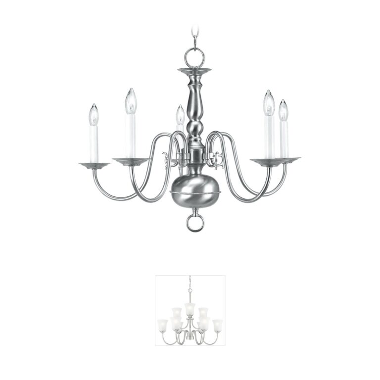 Livex Lighting Williamsburgh Brushed Nickel Steel Chandelier
