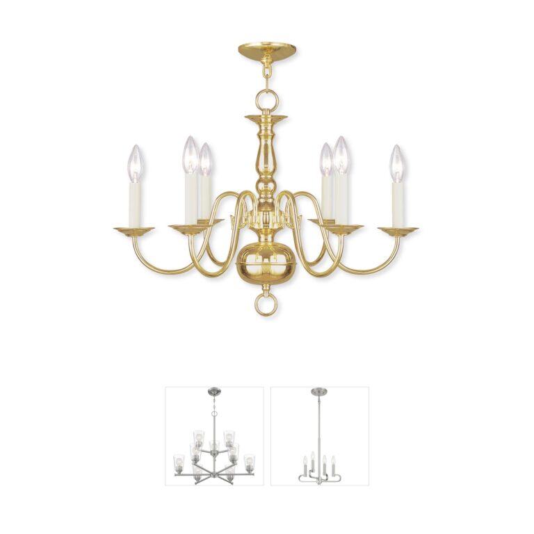 Livex Lighting Williamsburgh 6-Light Polished Brass Steel Chandelier