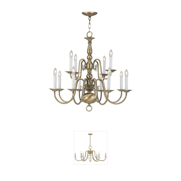 Livex Lighting Williamsburgh Antique Brass Steel Chandelier
