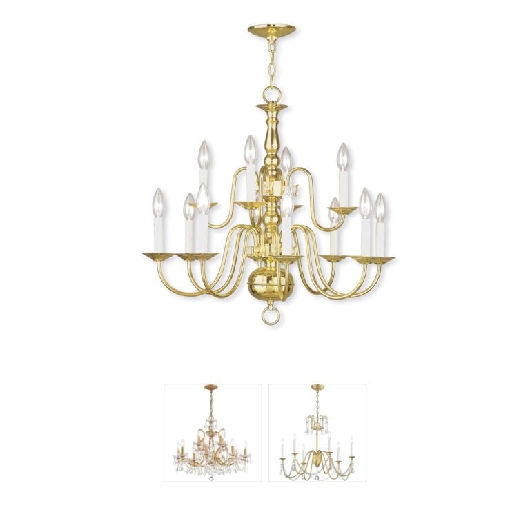 Livex Lighting Williamsburgh 12-Light Polished Brass Chandelier