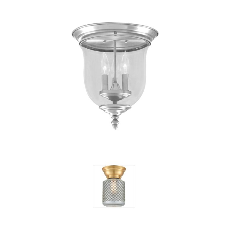 Livex Lighting Legacy Collection Brushed Nickel Flush Mount with Hand-Blown Glass