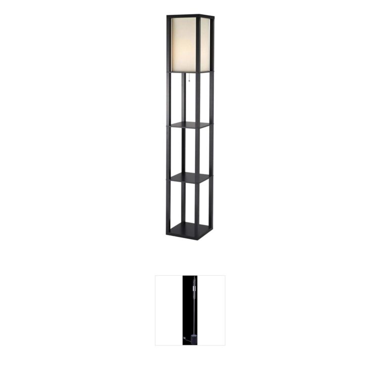 Adesso Titan 72-Inch Black Tall Shelf Floor Lamp