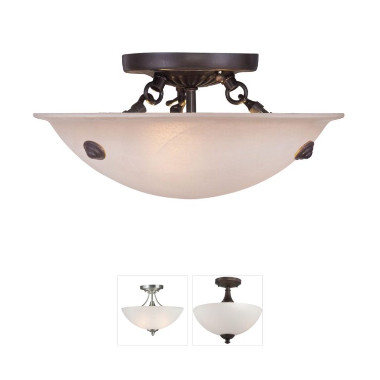 Livex Lighting Oasis Bronze Steel Semi-Flush Mount