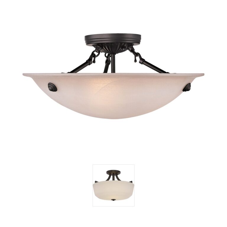 Livex Lighting Oasis 16-Inch Bronze Semi-Flush Mount with Honey Alabaster Glass