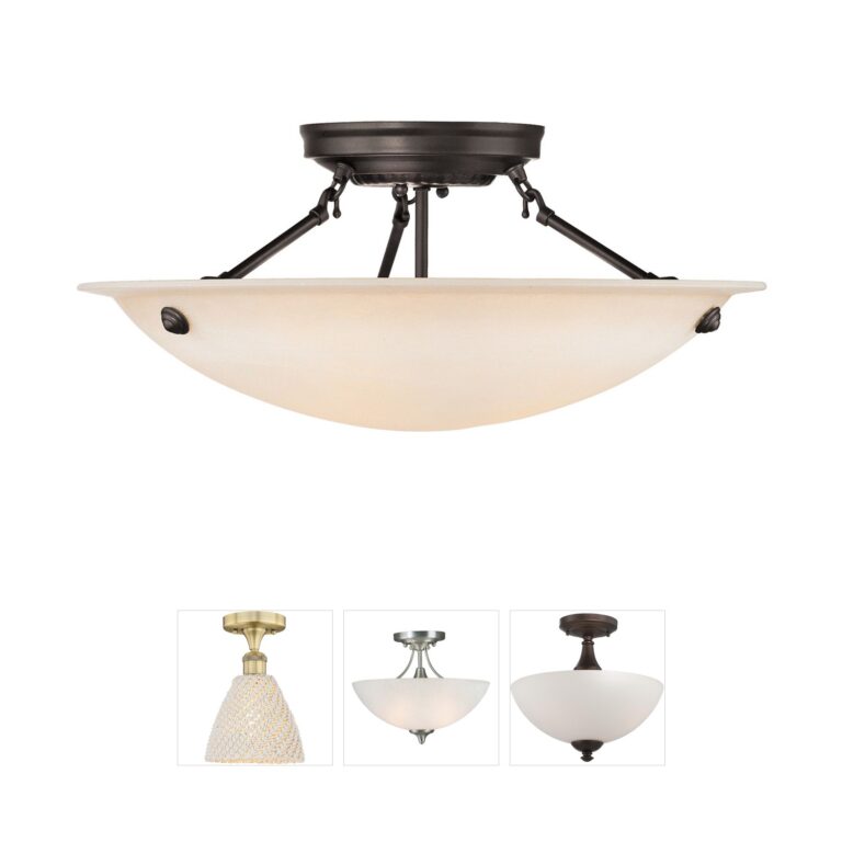Livex Lighting Oasis Honey Alabaster Glass Semi-Flush Mount